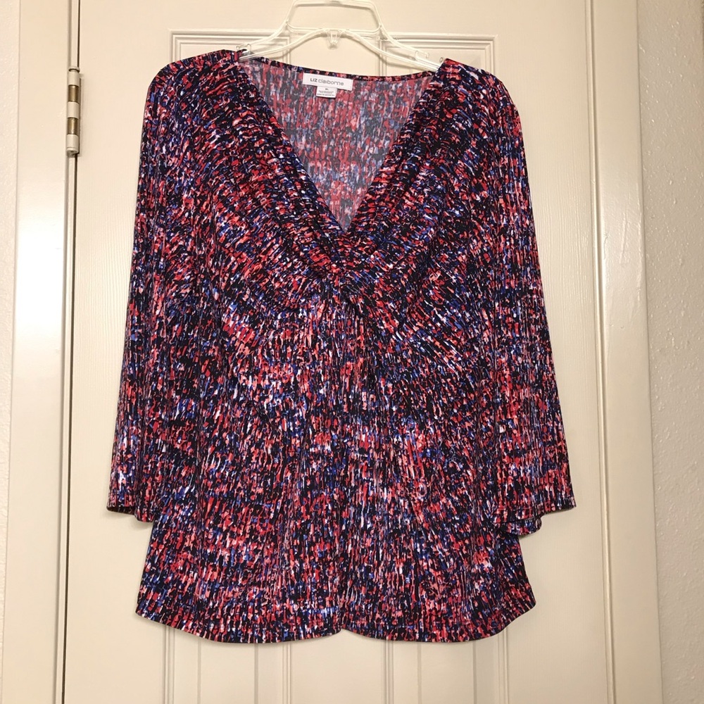 Liz Claiborne Red and Blue Blouse